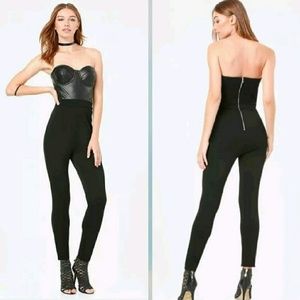 NWT bebe jumpsuit with faux leather bust